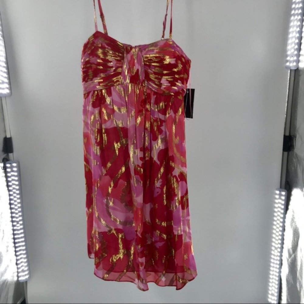 Red/Pink/Gold Oleg Cassini Dress NWT sz 8 - Picture 5 of 12